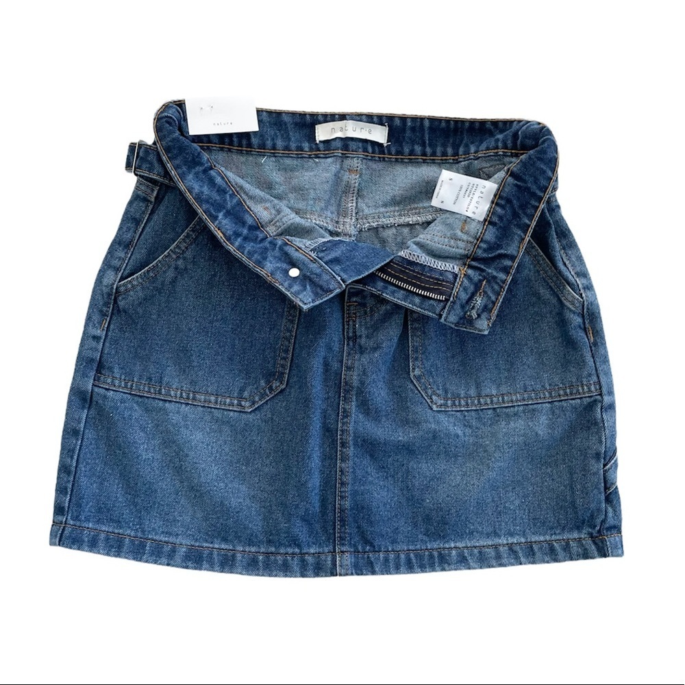 Nature Los Angeles 100% Cotton High-Rise Dark Denim Jean Skirt Women’s Small - Picture 3 of 15